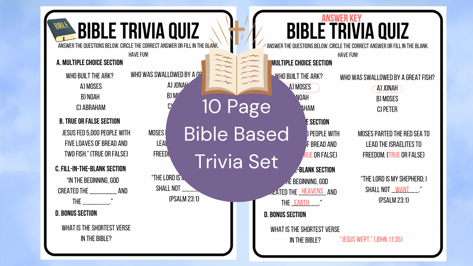 bible quiz multiple choice with answers