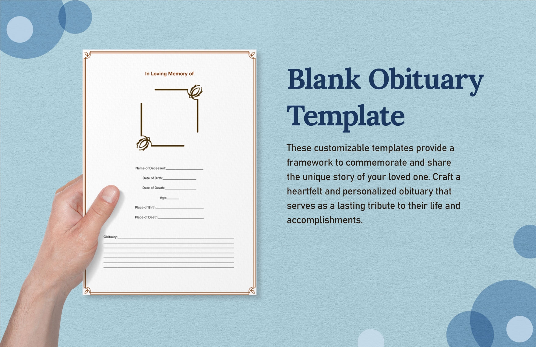 Blank Obituary Templates In Word PDF Google Docs Download 