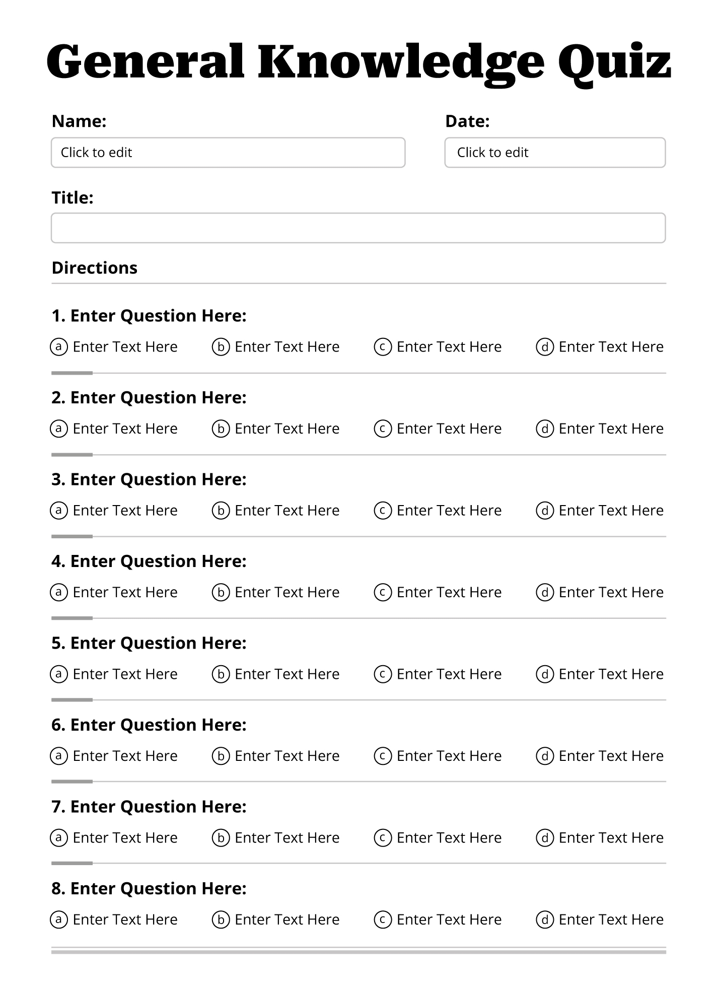 Blank Quiz Free Google Docs Template Gdoc io
