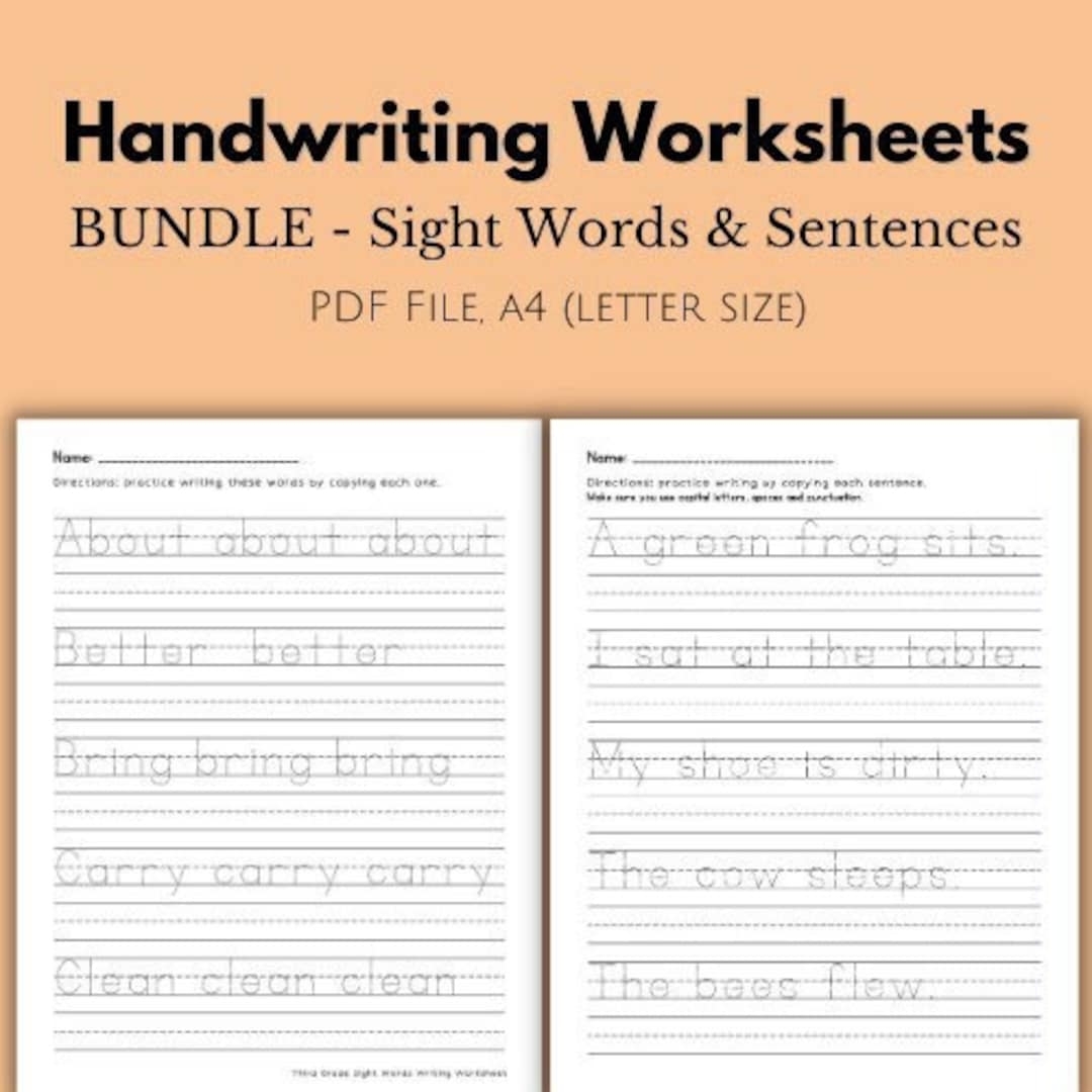 copy sentences handwriting worksheets