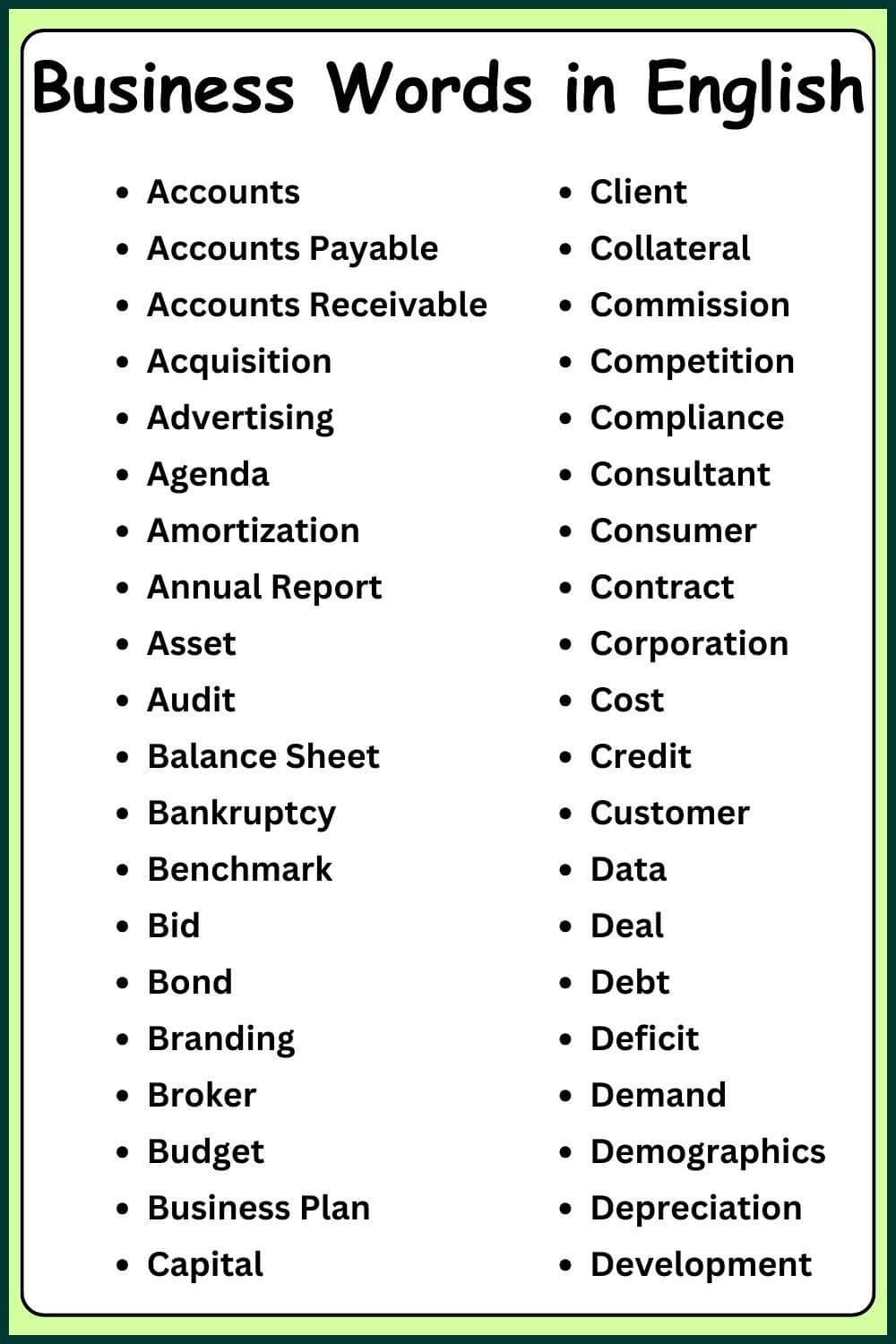 Business Words In English