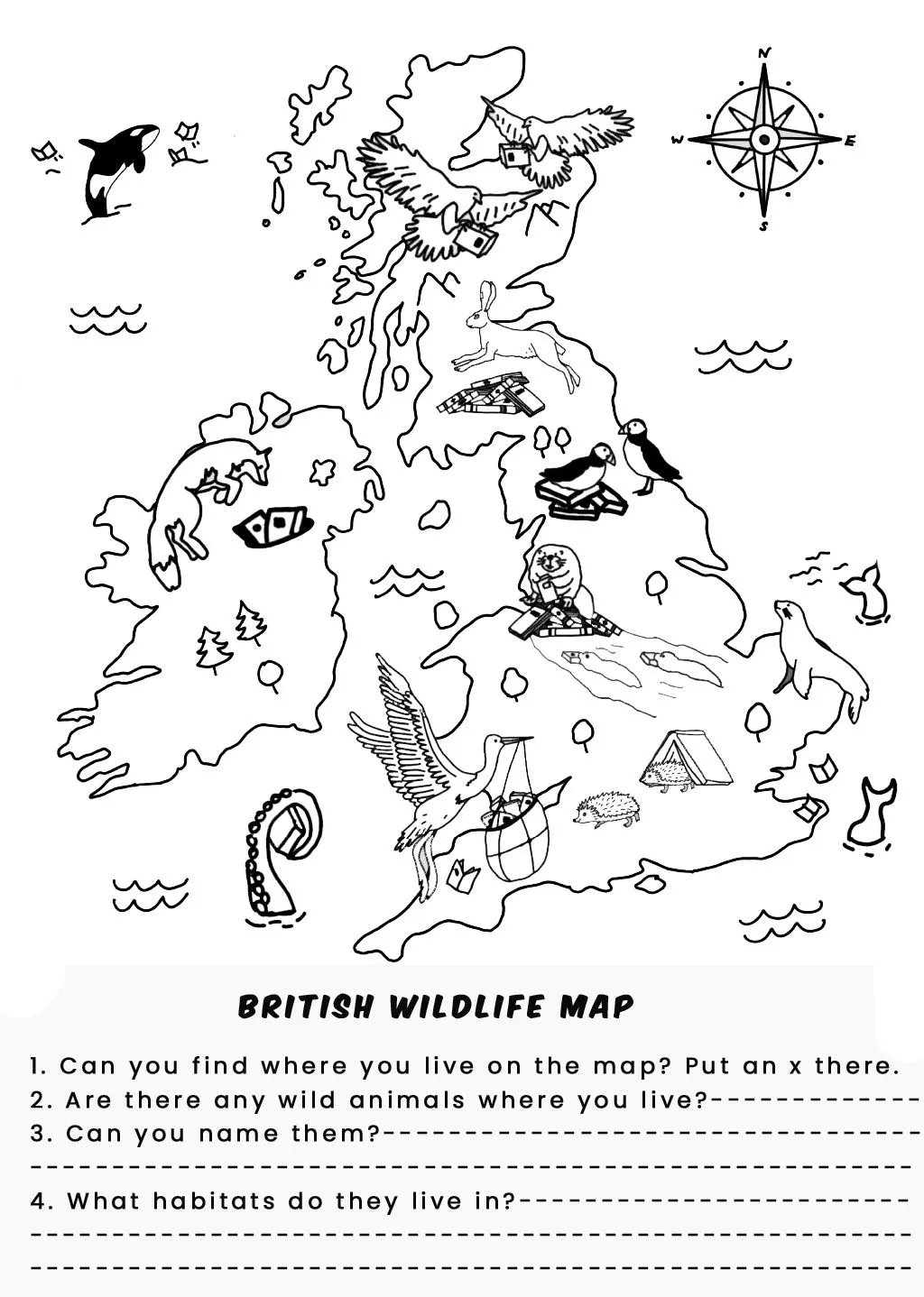 Buy Free Colouring Sheet British Wildlife Map Pandora Books