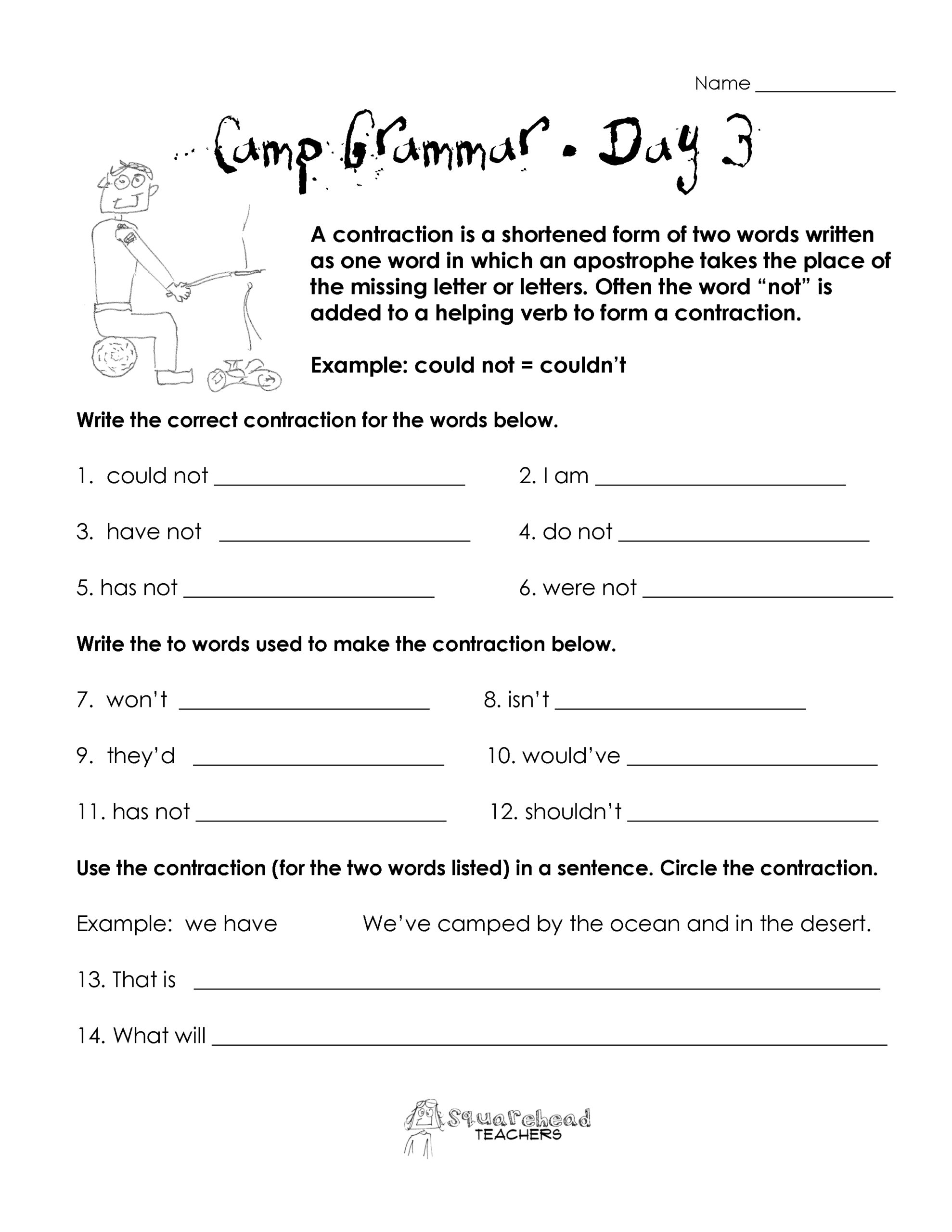 free 5th grade grammar worksheets