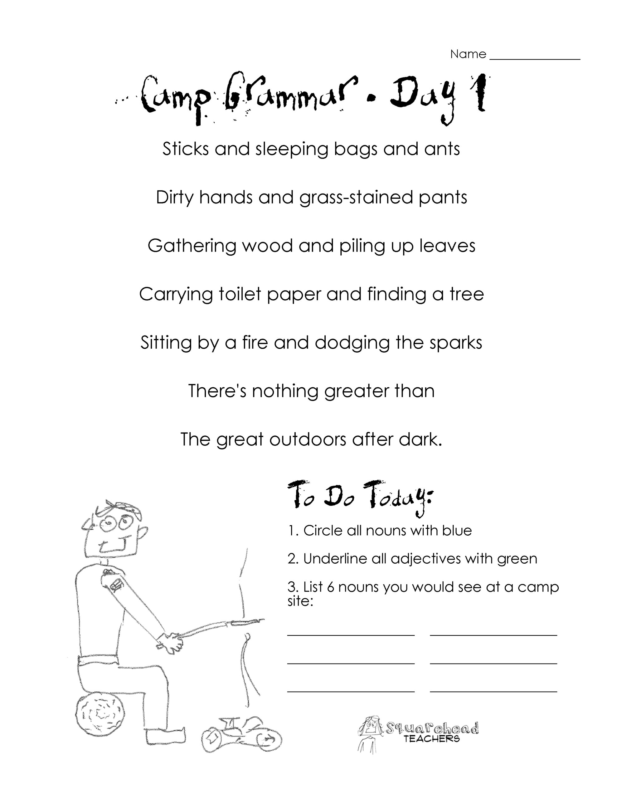 6th grade grammar printable worksheets