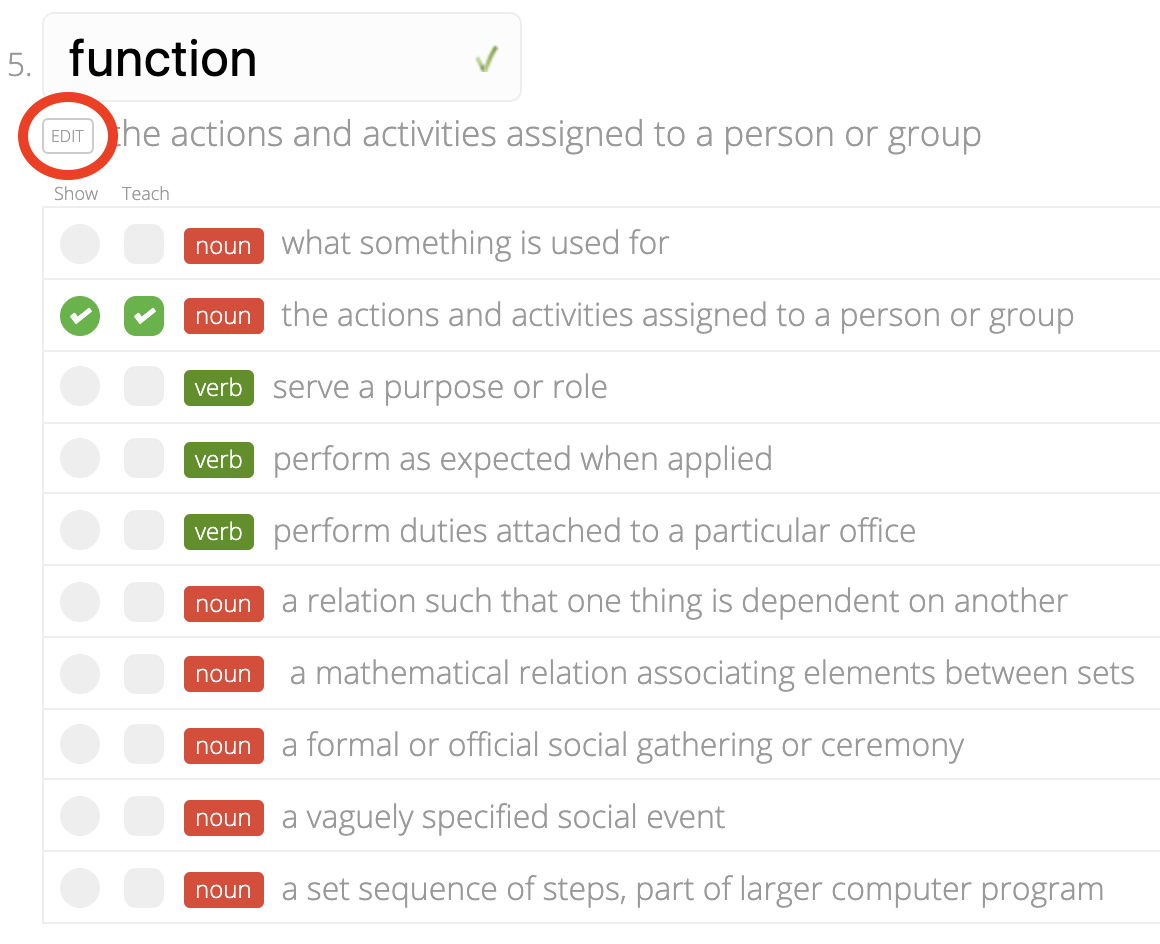 Can I Add My Own Definitions To A List Help Vocabulary