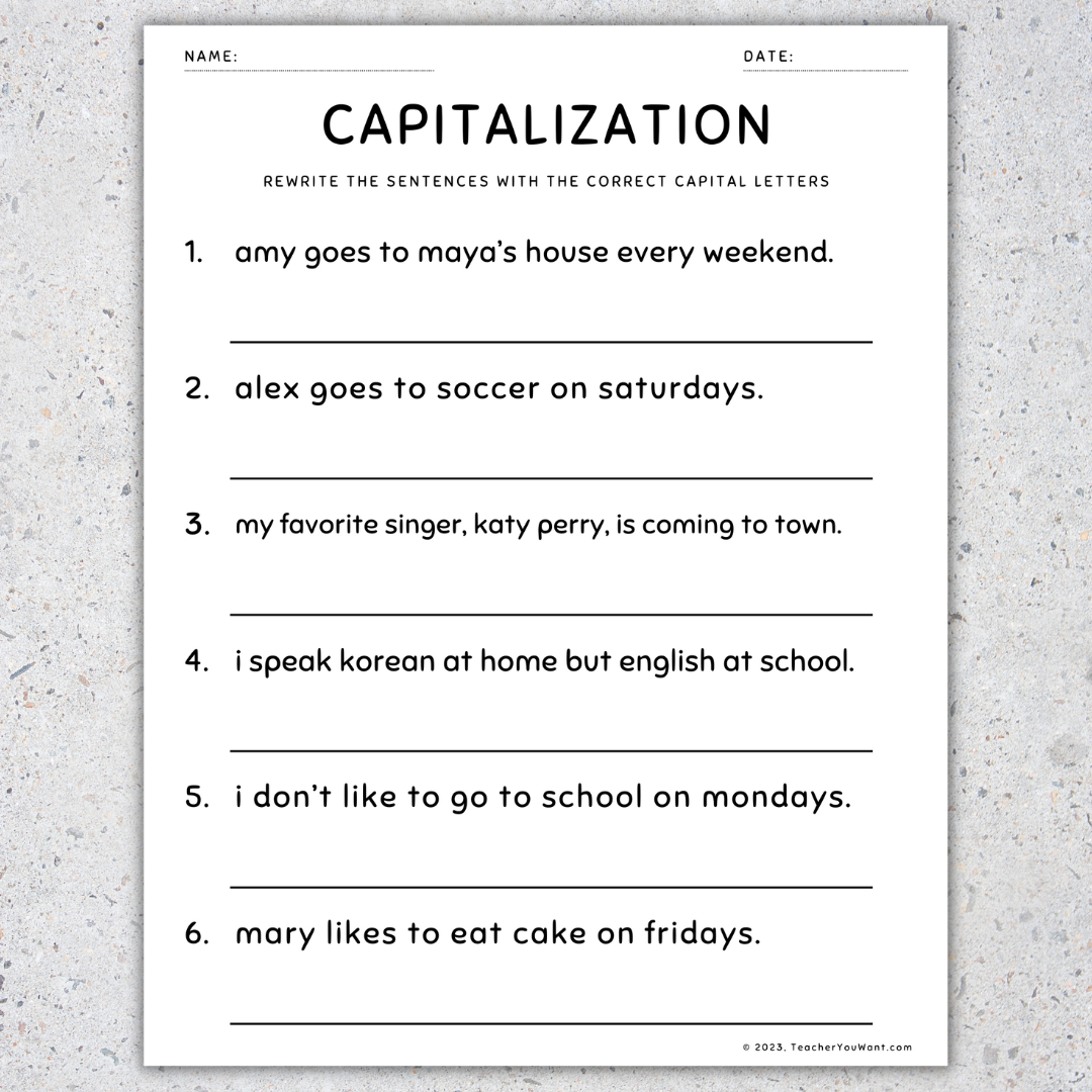 worksheets for 4 grade english
