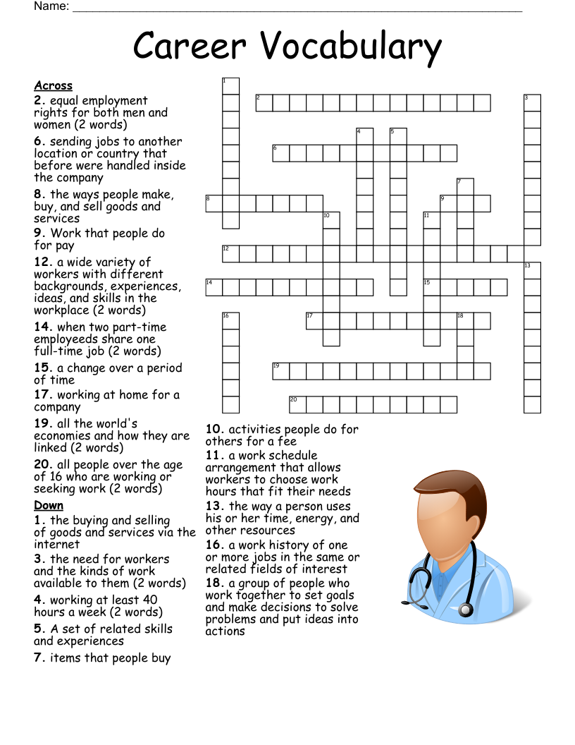 Career Vocabulary Crossword WordMint