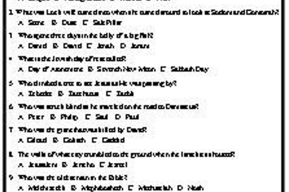 Children s Bible Quiz Is A Multiple Choice Quiz With Chapter And Verse Reference For The Answers Etsy