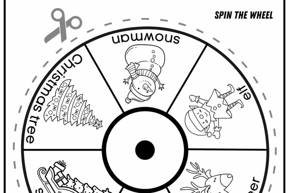 Christmas Holiday Vocabulary Word Wheel Coloring Activity For Kindergarten Classrooms And English Language Learners 2 Ezpzlearn