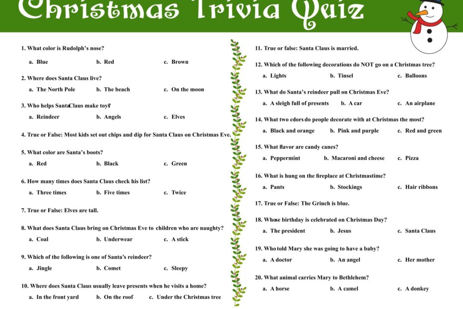 Christmas Trivia Questions 15 Free PDF Printables Printablee