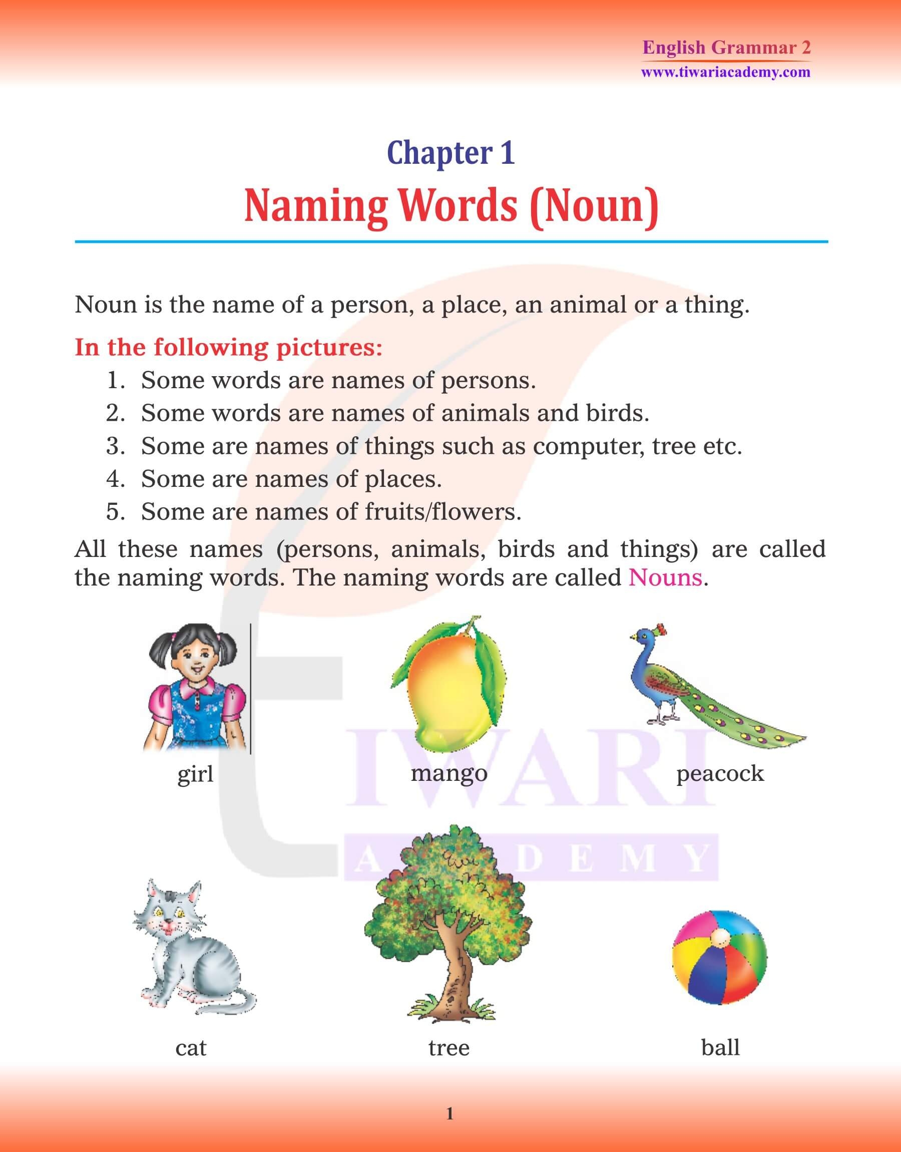 Class 2 English Grammar Chapter 1 Naming Words Noun For 2025 26