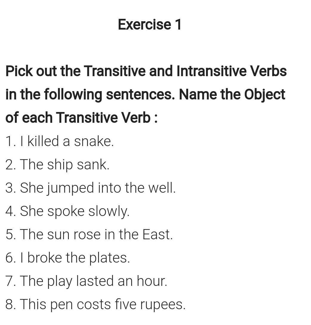 Class 6 English Grammar Gear Ls 11 Verbs Transitive And Worksheets Library