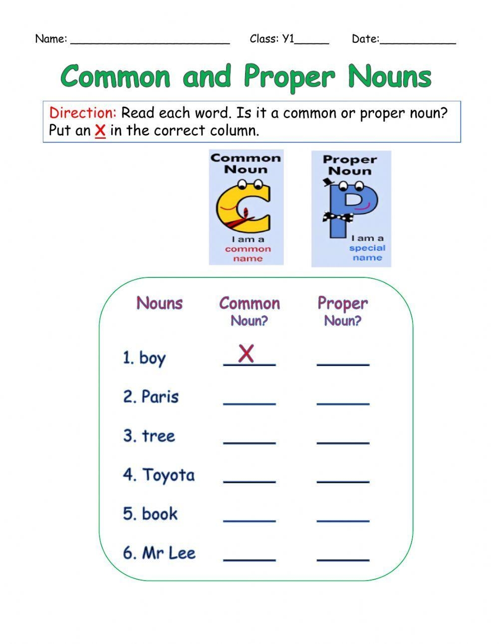 Classify Proper Nouns Vs Common Noun English ESL Worksheets Pdf Worksheets Library