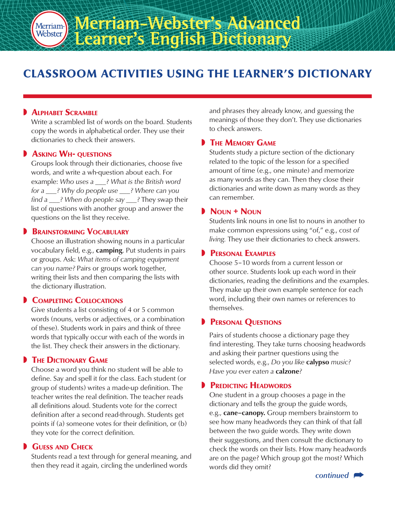 list of people with definitions
