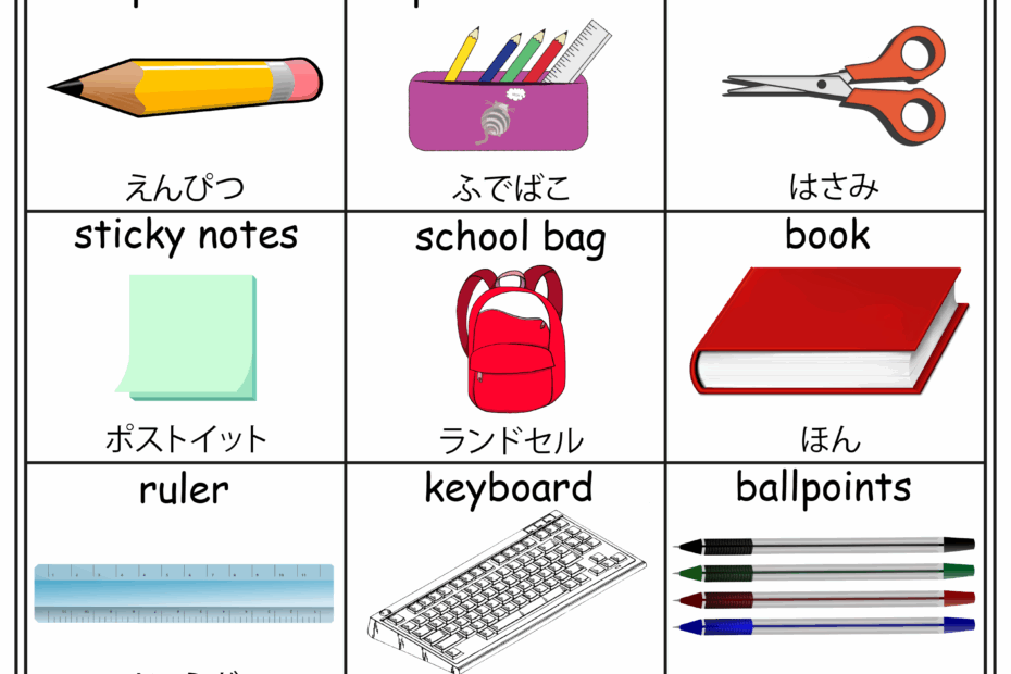 Classroom English Japanese Flash Cards School Vocabulary Word Walls Printable Made By Teachers