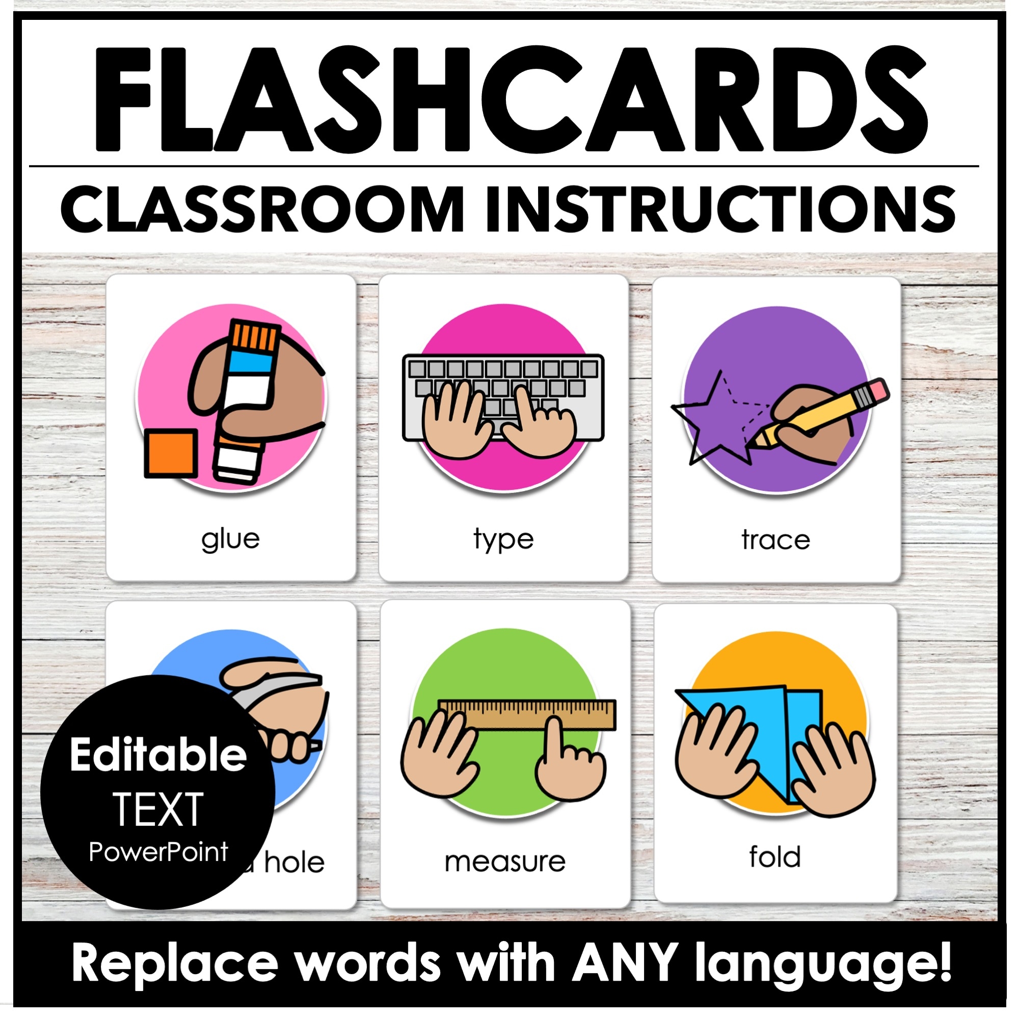 Classroom Instruction Flashcards Editable Vocabulary Flash Cards 