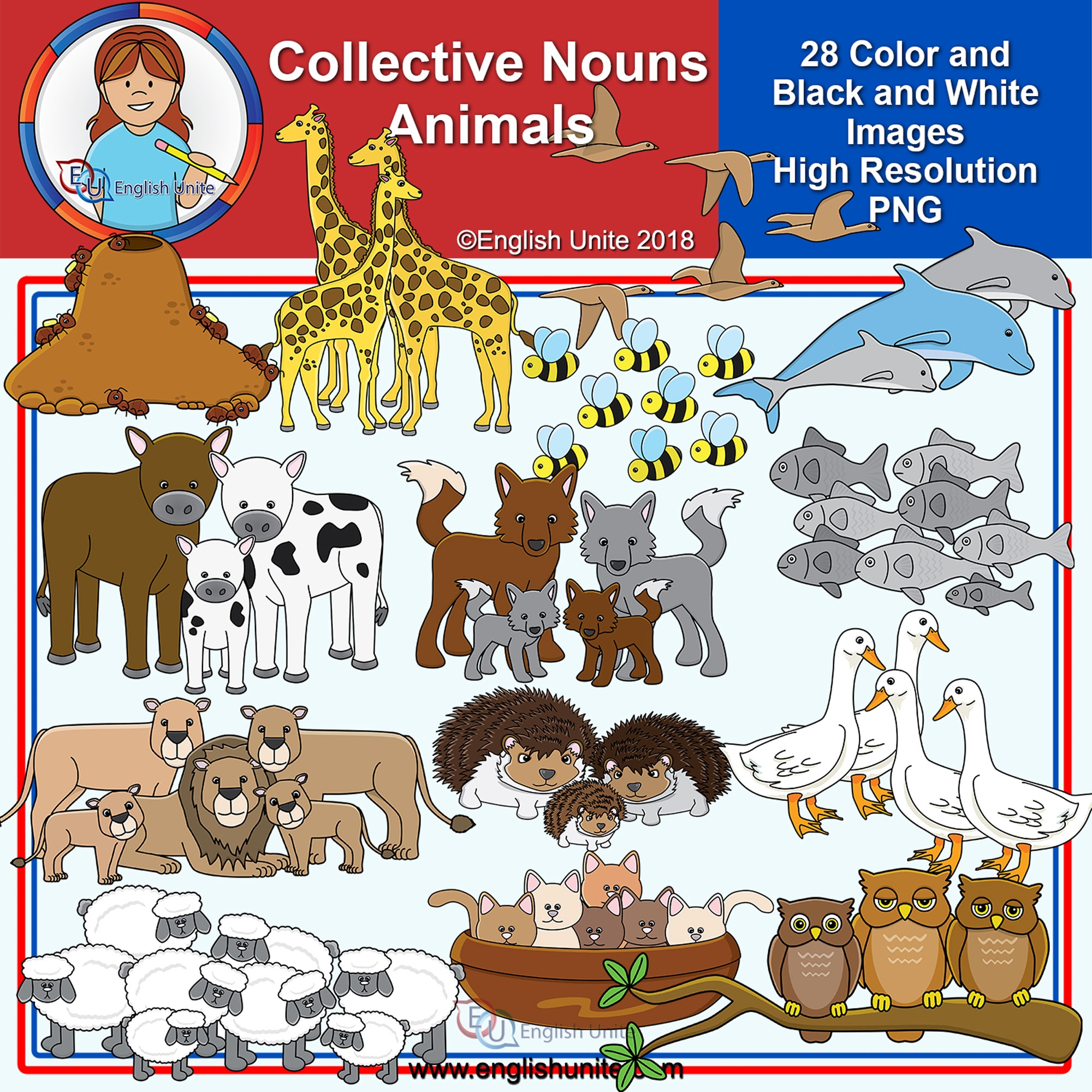 Clip Art Collective Nouns Animals