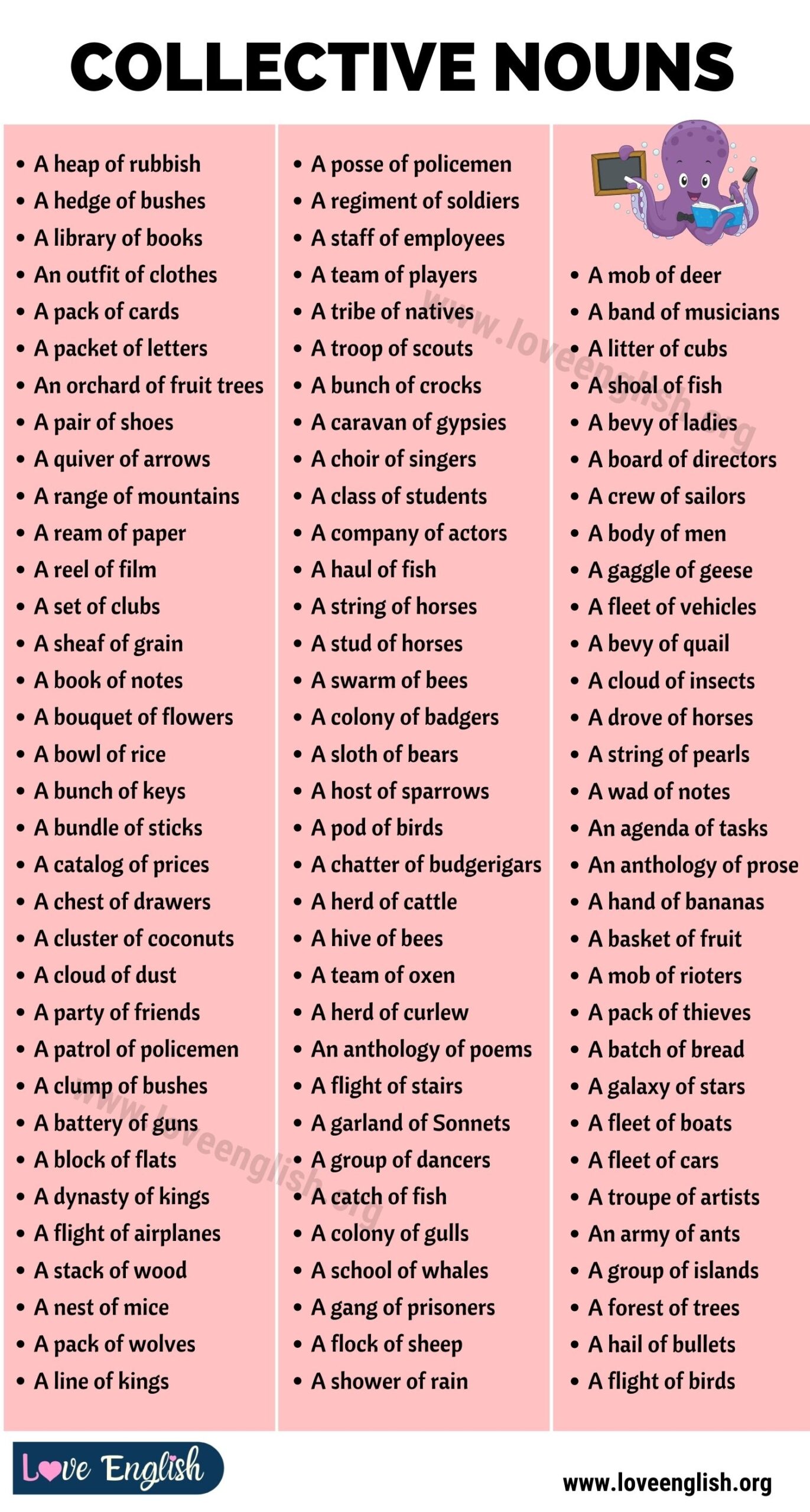 100 collective nouns for animals