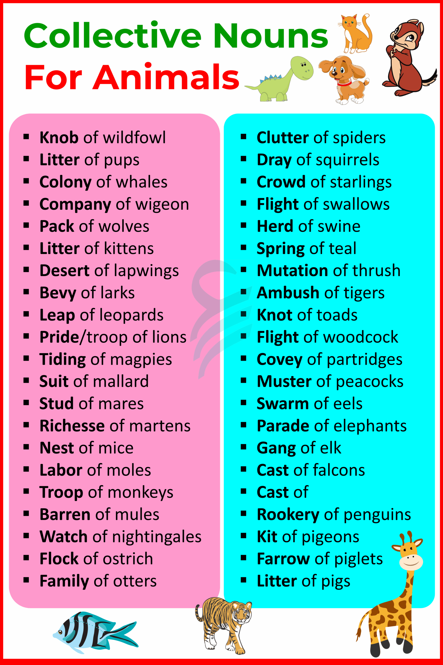 Collective Nouns For Animals In English Englishilm