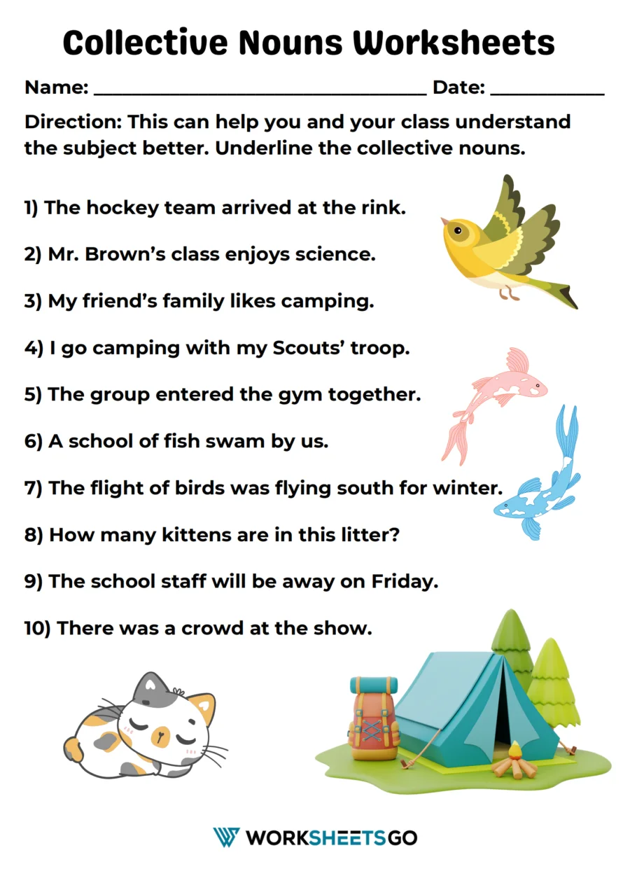 Collective Nouns Worksheets WorksheetsGO