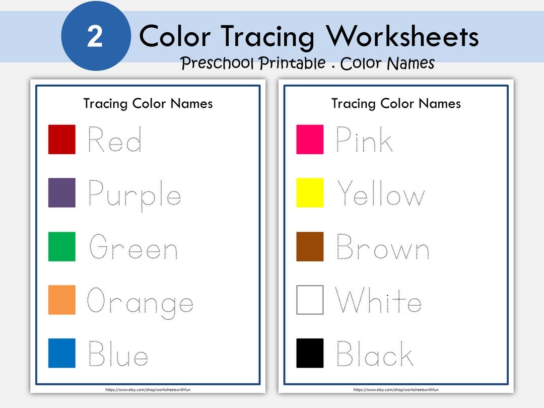 Color Word Tracing Worksheets Printable Learn U0026 Trace Color 