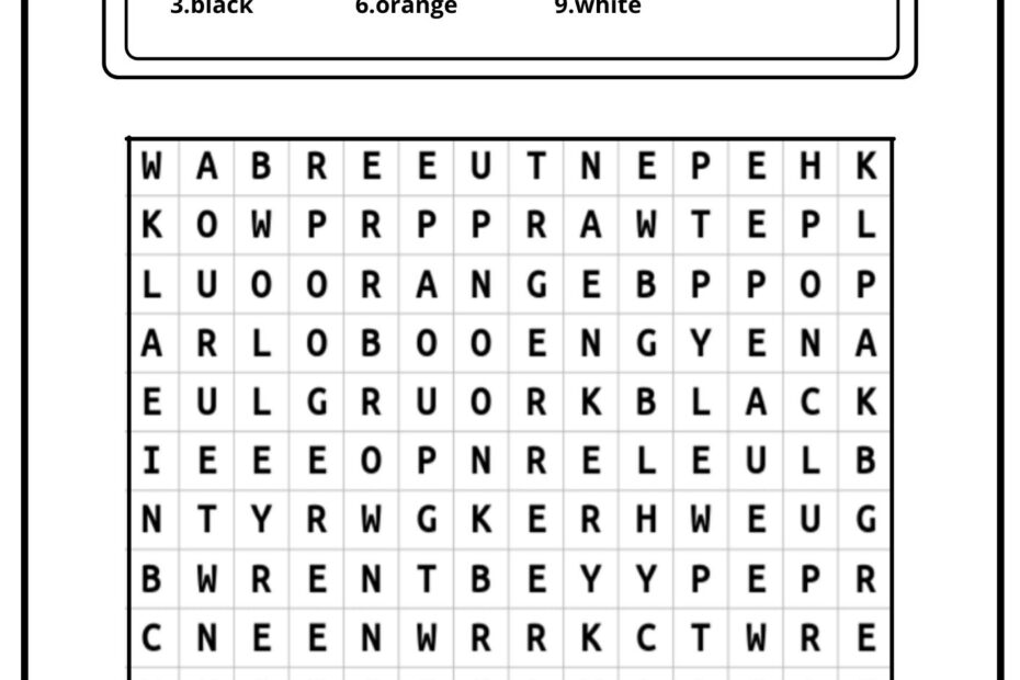 Colors Word Search Ezpzlearn