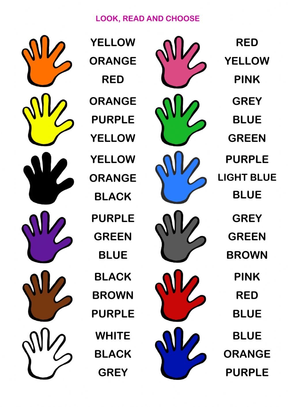 Colours Worksheet
