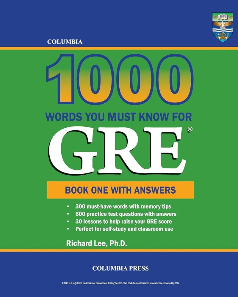 Columbia 1000 Words You Must Know For GRE Book One With Answers