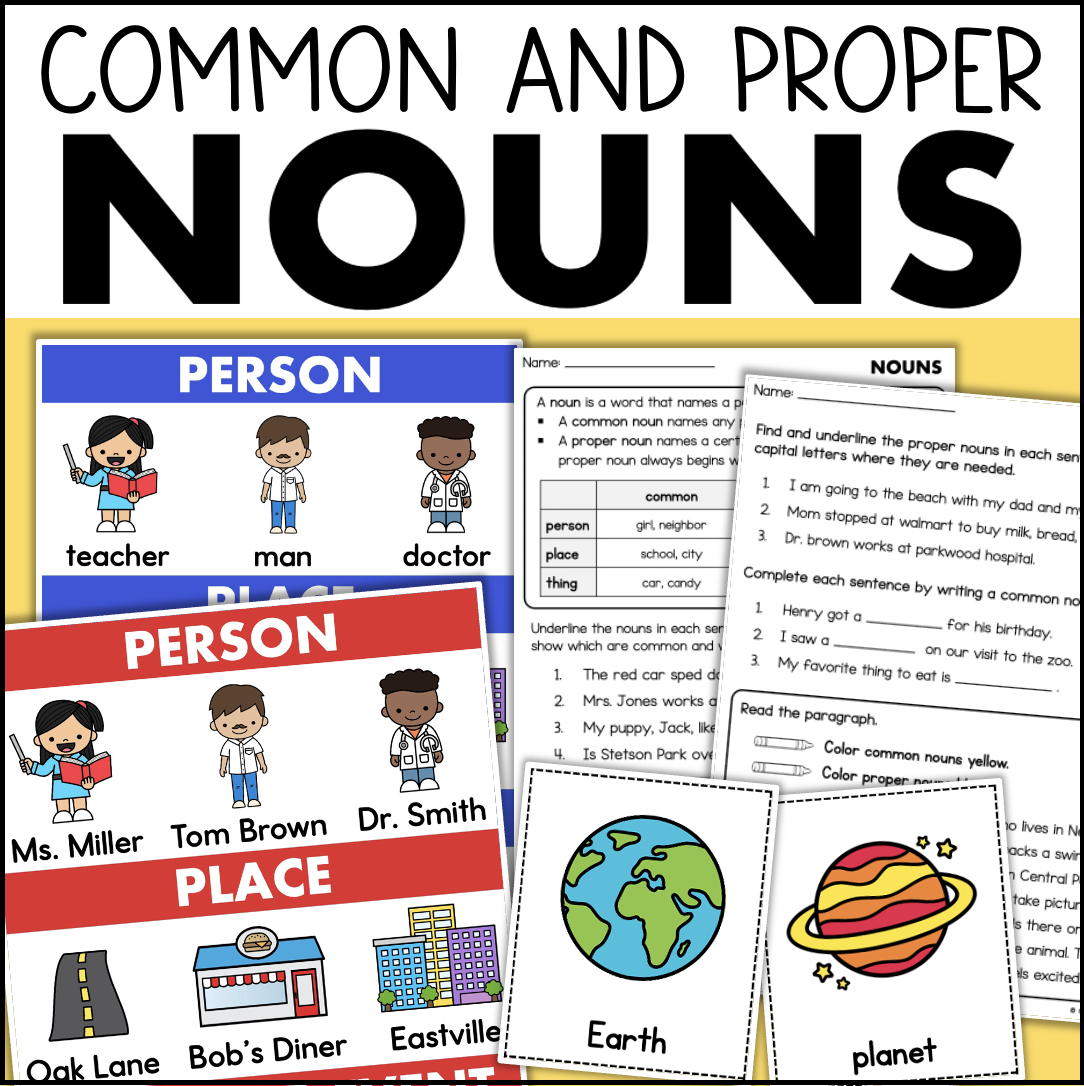 Common And Proper Nouns Anchor Chart Quiz Worksheet Game Noun Sort With Pictures Classful