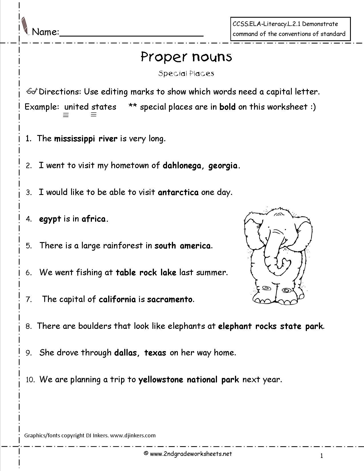 proper noun worksheet pdf