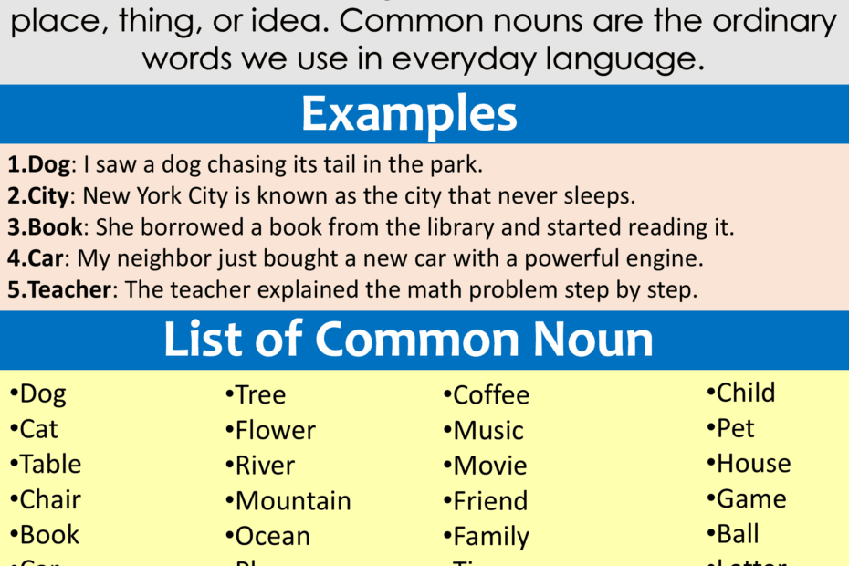 Common Noun In English With Examples Grammareer