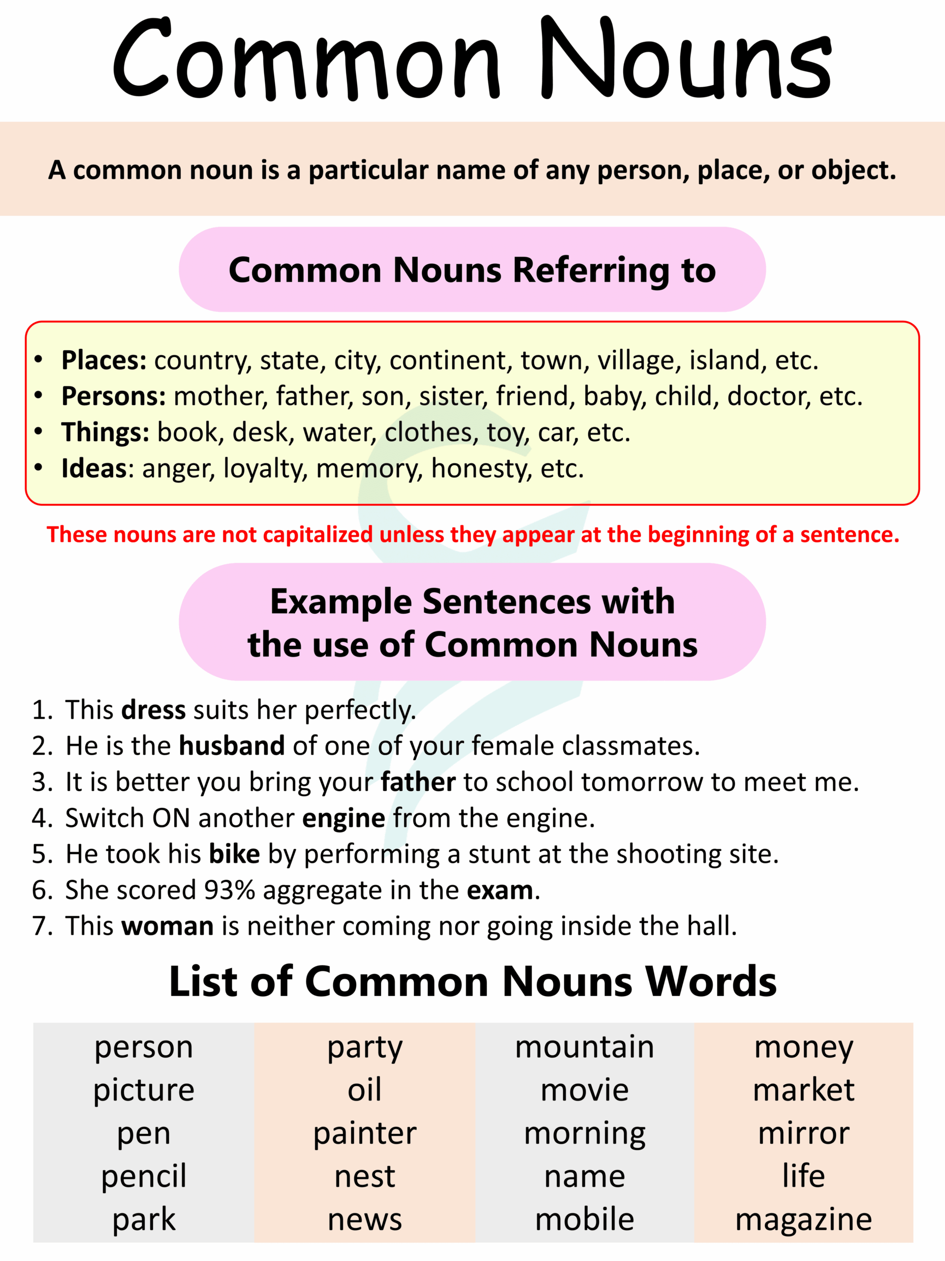 Common Nouns Definition Rules And Examples In English Englishilm