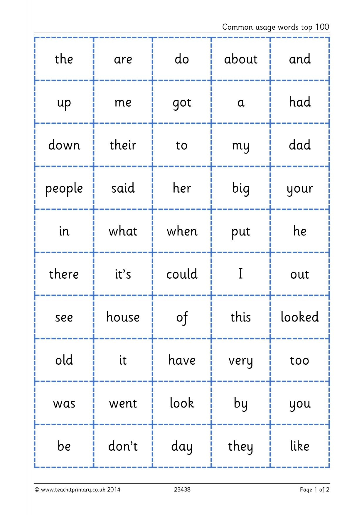 top 100 vocabulary words