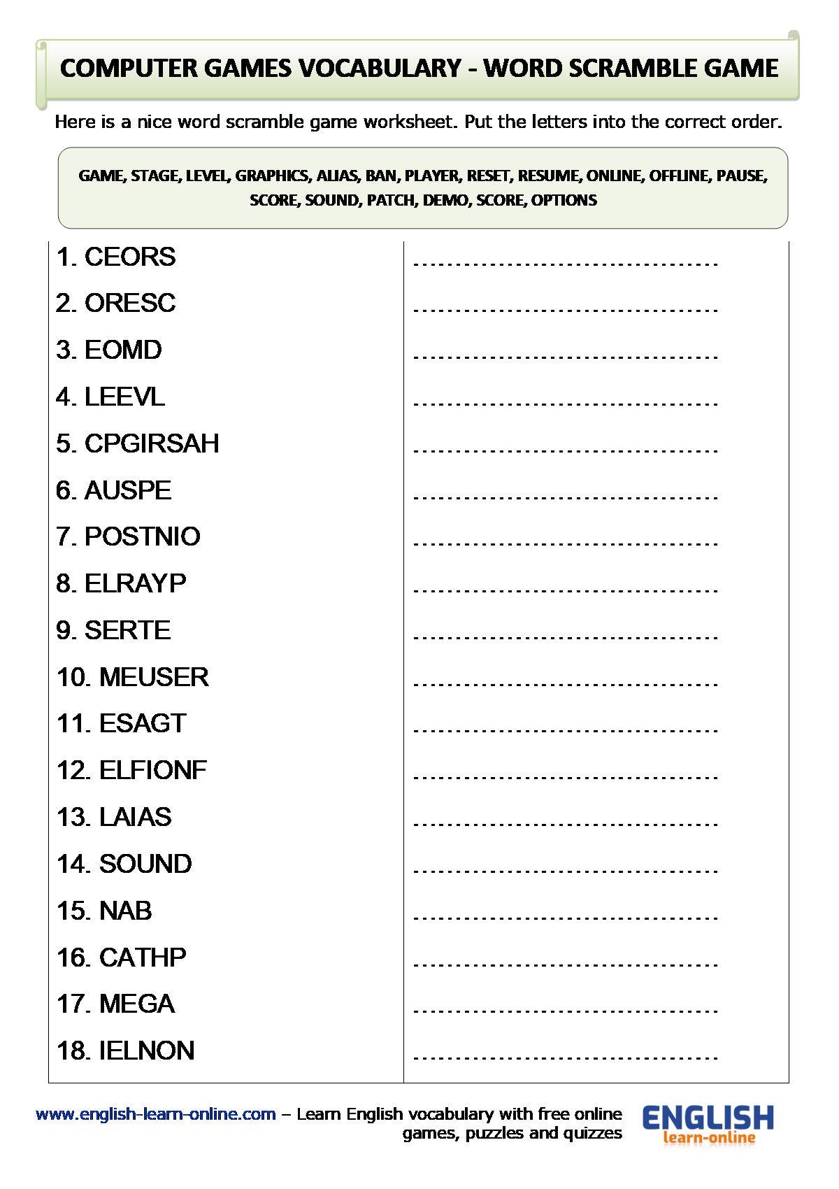 english vocabulary games online free