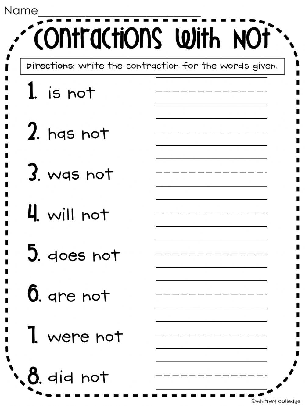 Contractions With Not Worksheet Live Worksheets Worksheets Library