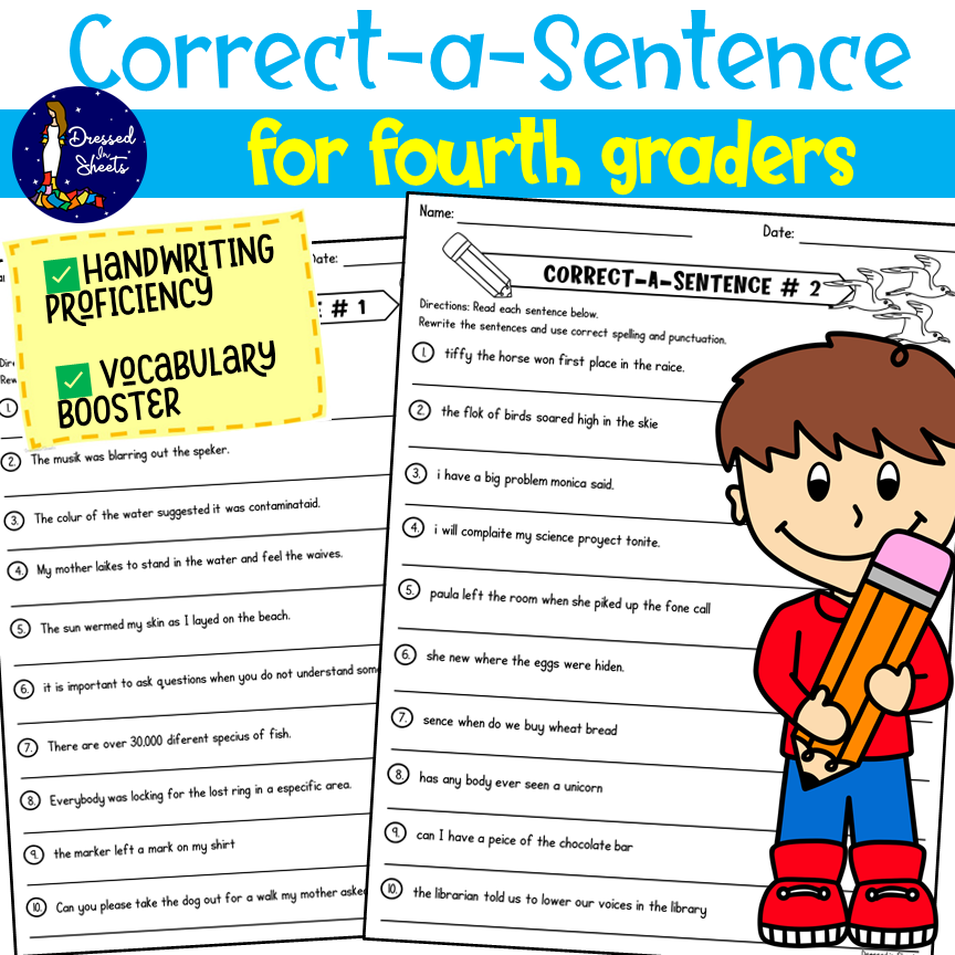 Correct a Sentence For Fourth Graders EDITABLE Made By Teachers