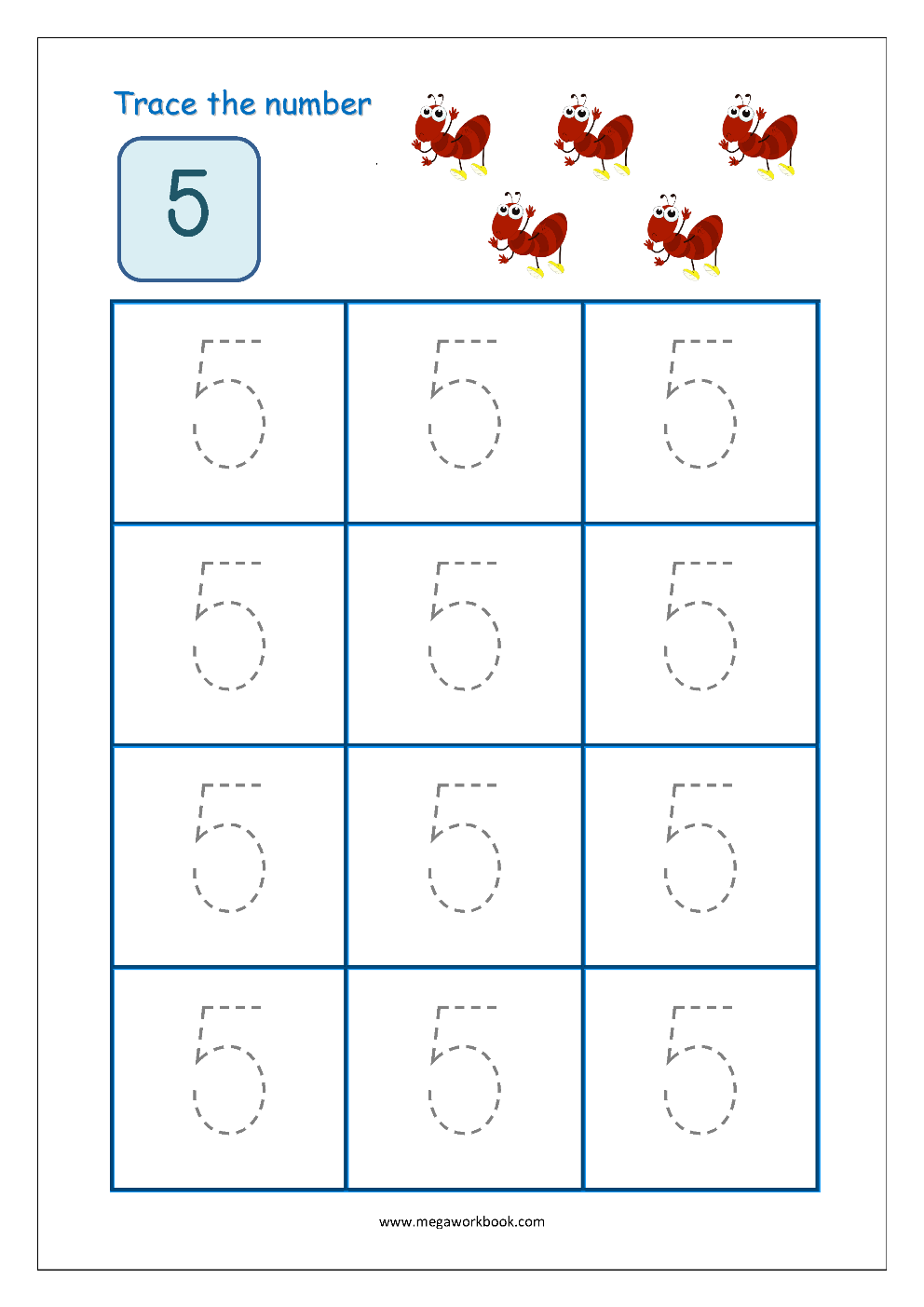 Count And Trace Number 5 Worksheet Free Printable Worksheets Library