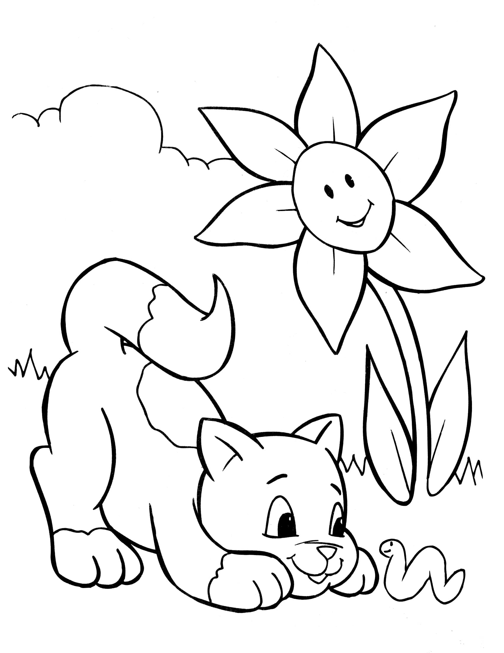 Crayola Cat And Flower Coloring Page Download Print Or Color Online For Free