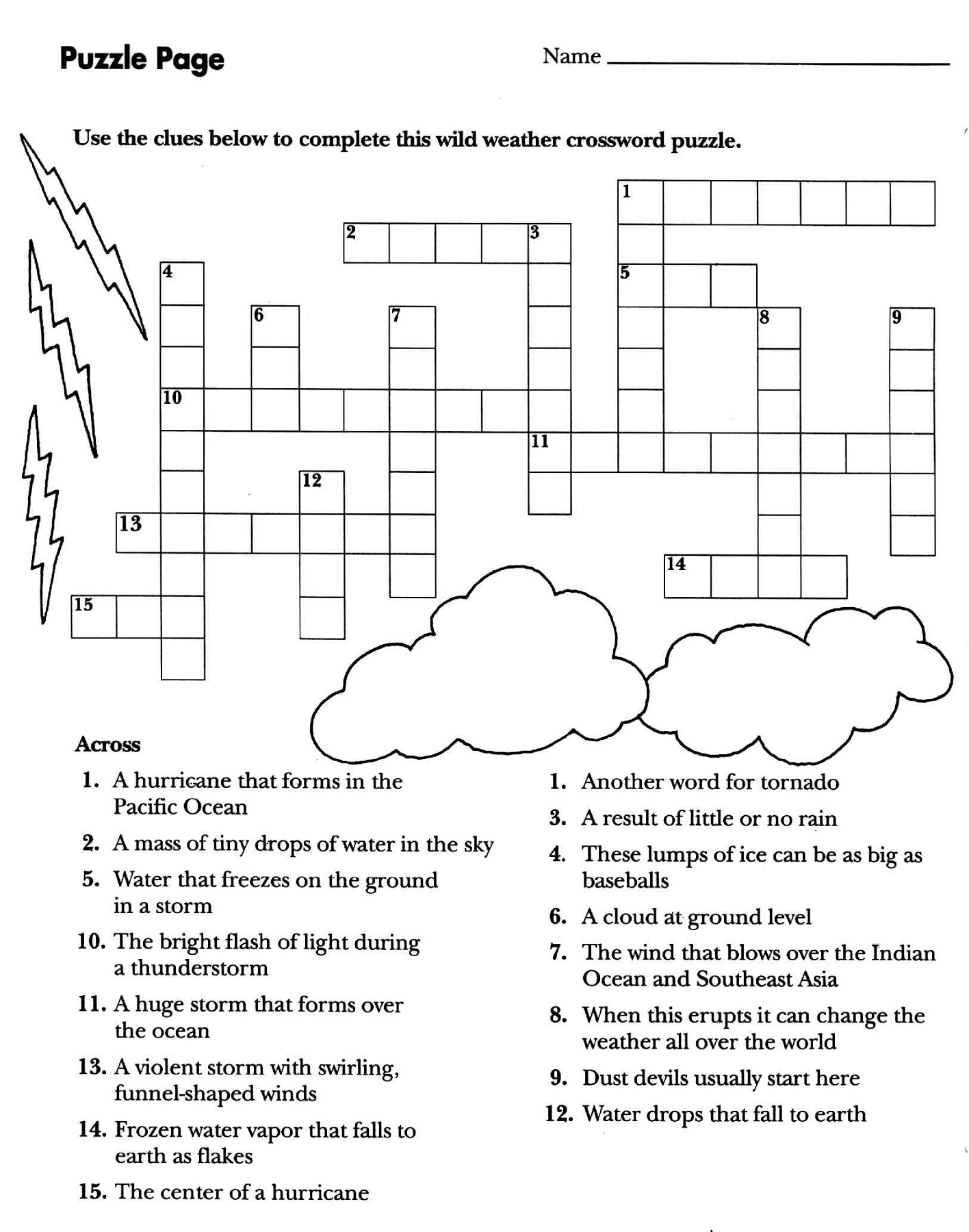 5th grade crossword puzzle