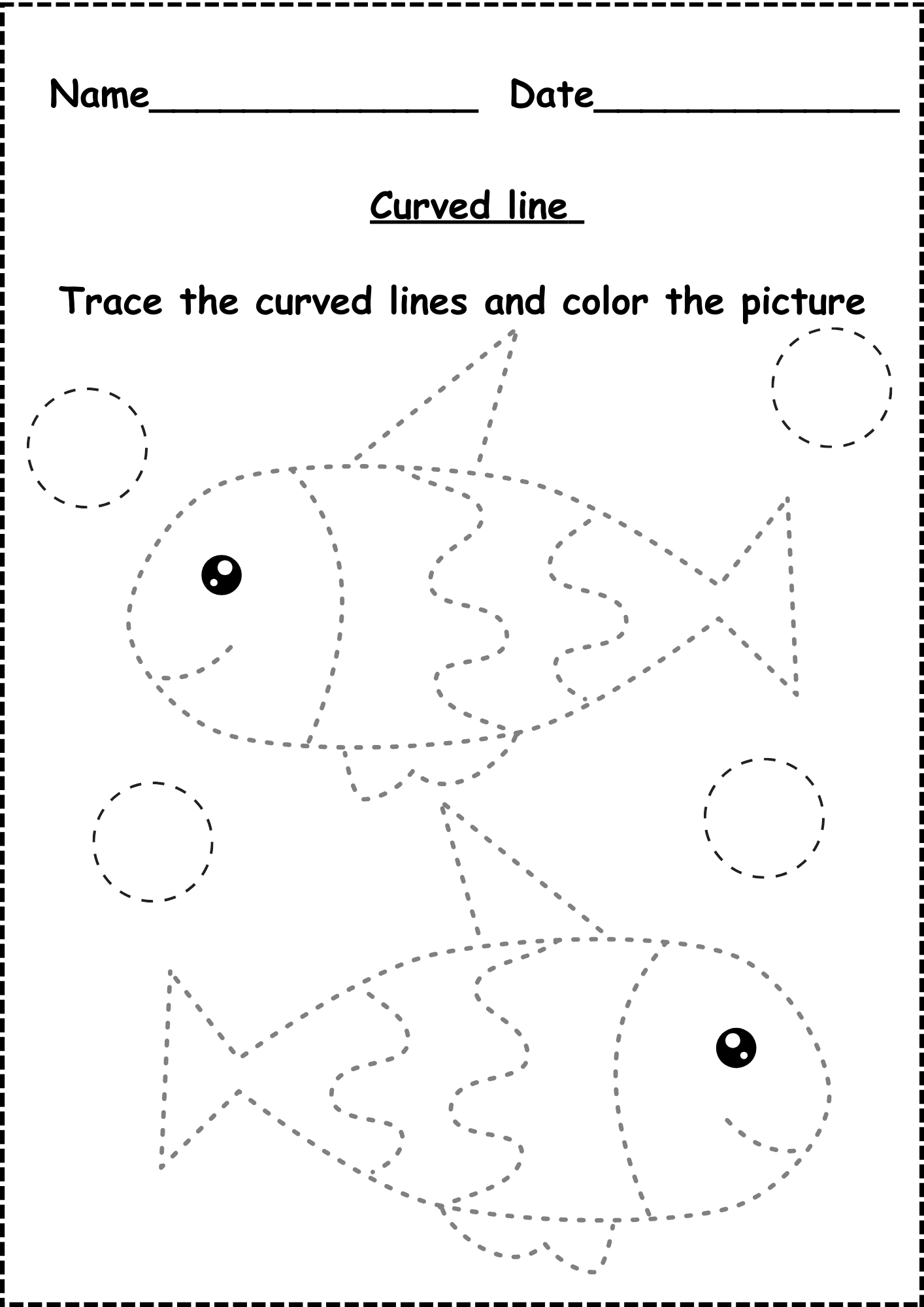 Curved Line Tracing Worksheets For Kindergarten Free
