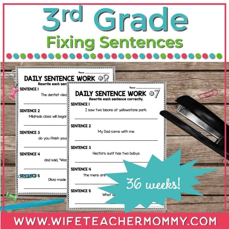 Daily Fix It Sentences 3rd Grade Teacher Approved 