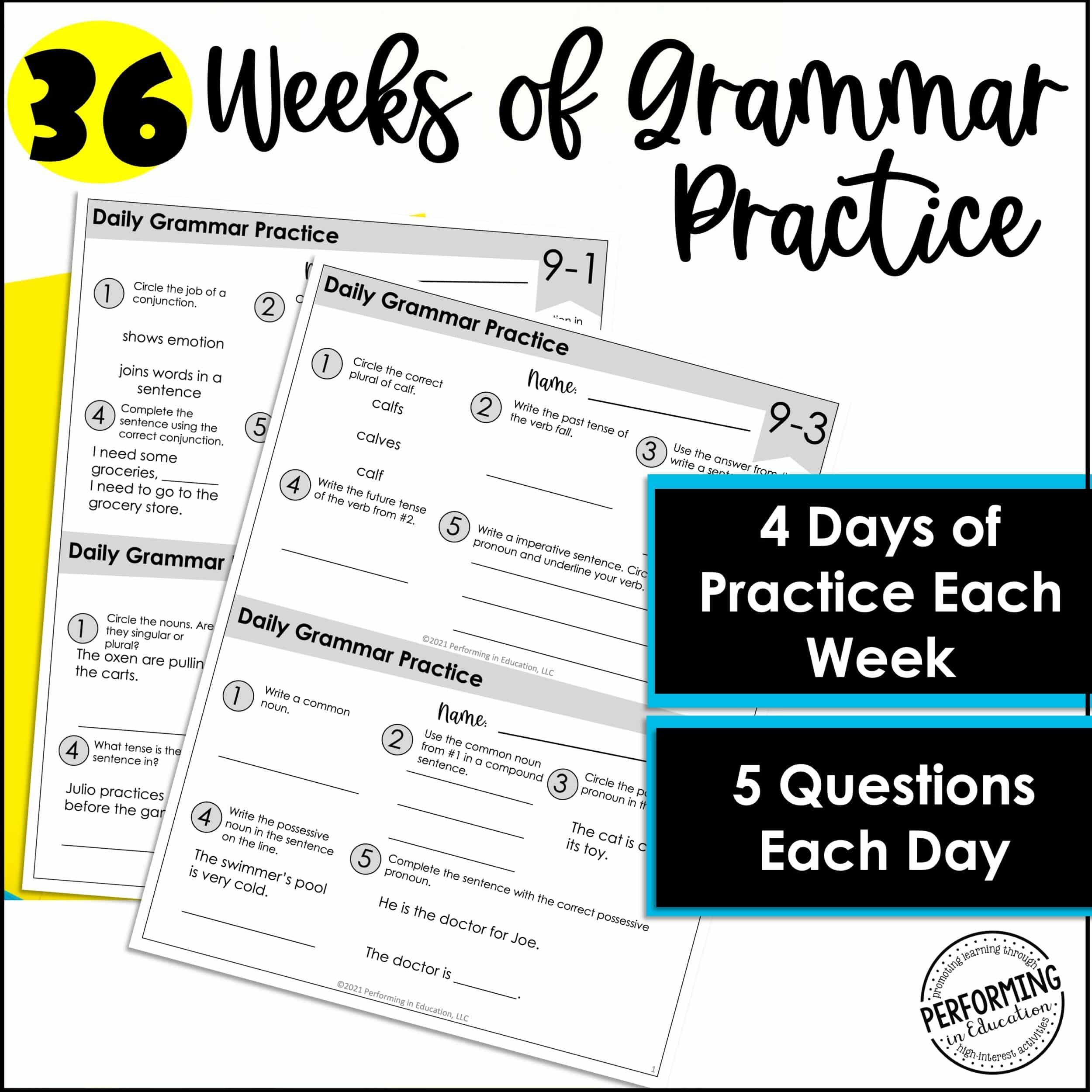 Daily Grammar Practice For 3rd Grade Grammar Worksheets Spiral Review