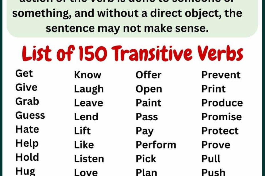 Definition With Example Of Transitive Verb In English