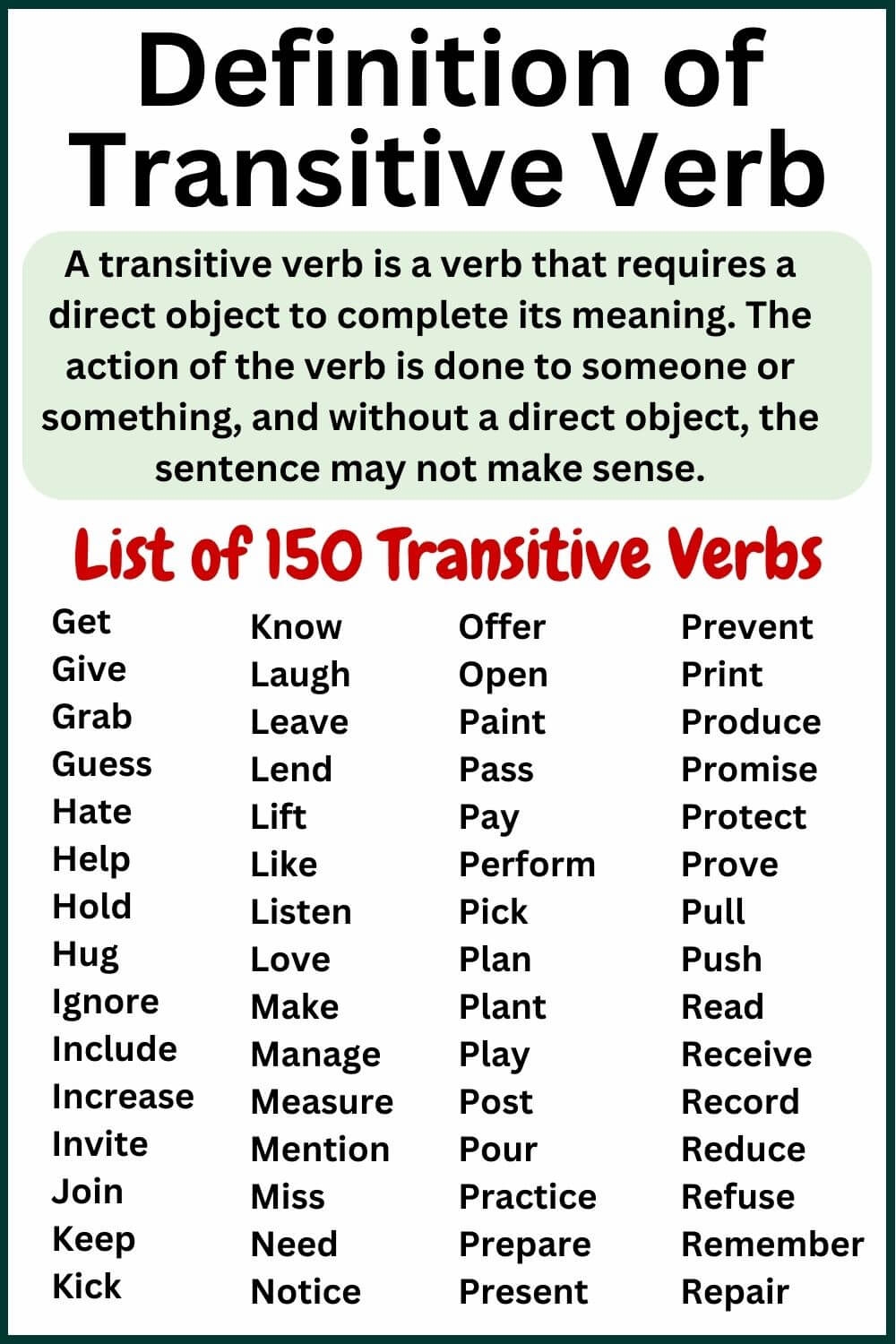 Definition With Example Of Transitive Verb In English