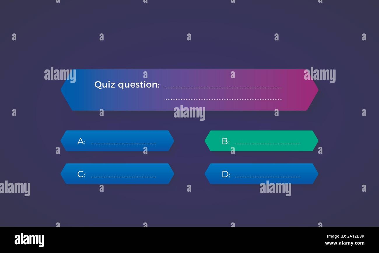 Design Of Quiz In Blue Color Question And Four Answer Option 