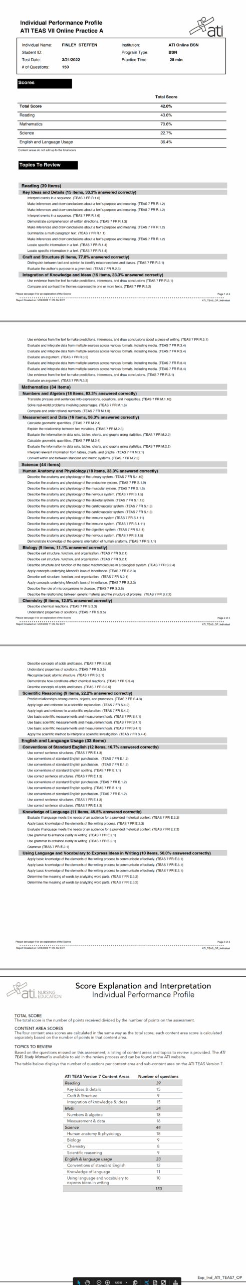 Details About Your TEAS Online Practice Tests ATI