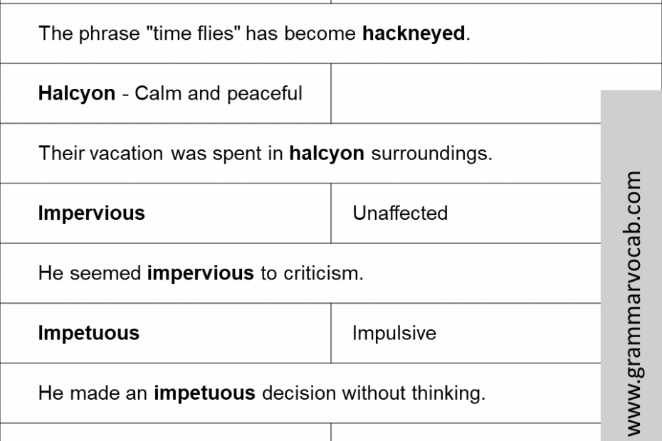 Difficult English Words With Meanings And Sentences GrammarVocab
