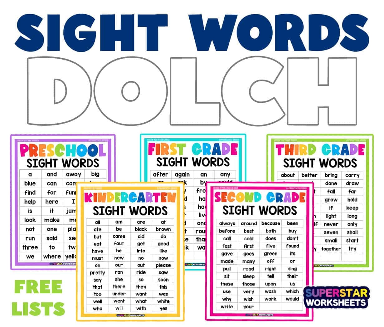 free printable kindergarten word lists