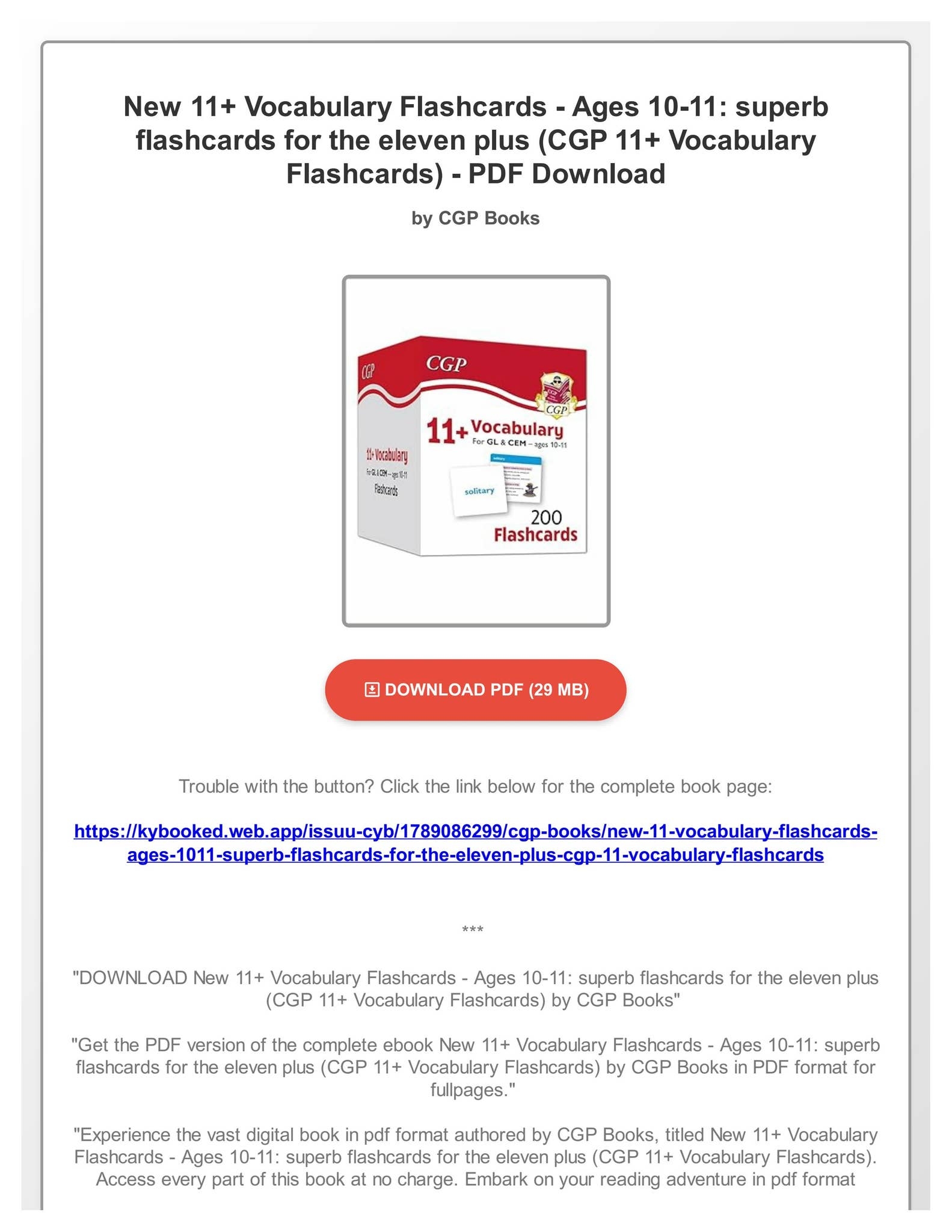 11+ vocabulary flashcards