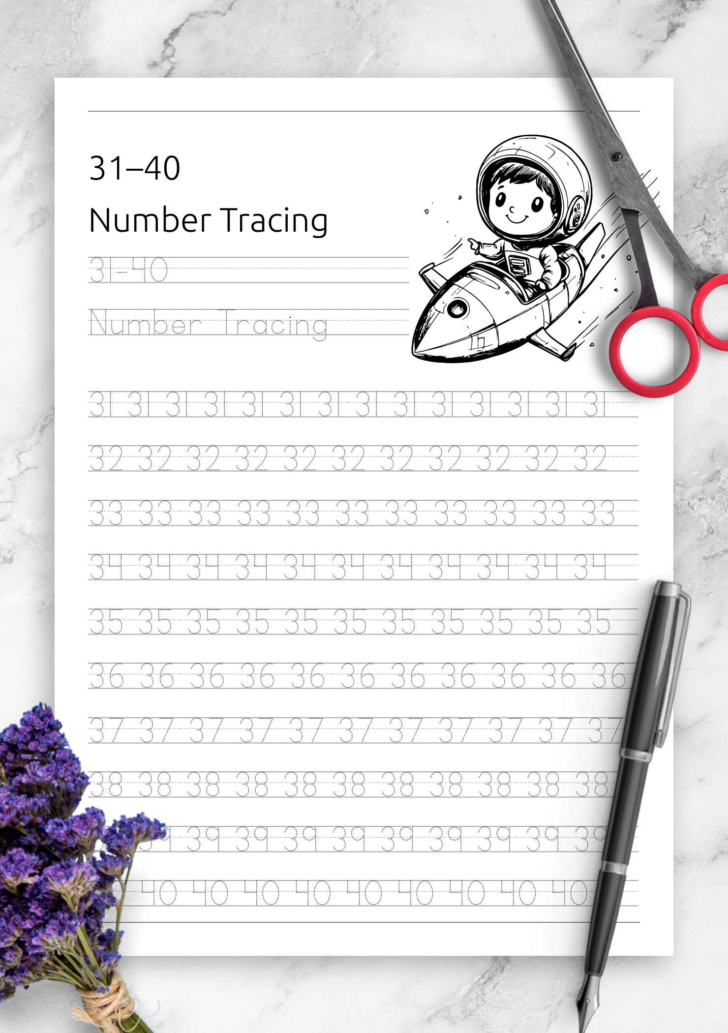 free printable number tracing sheet